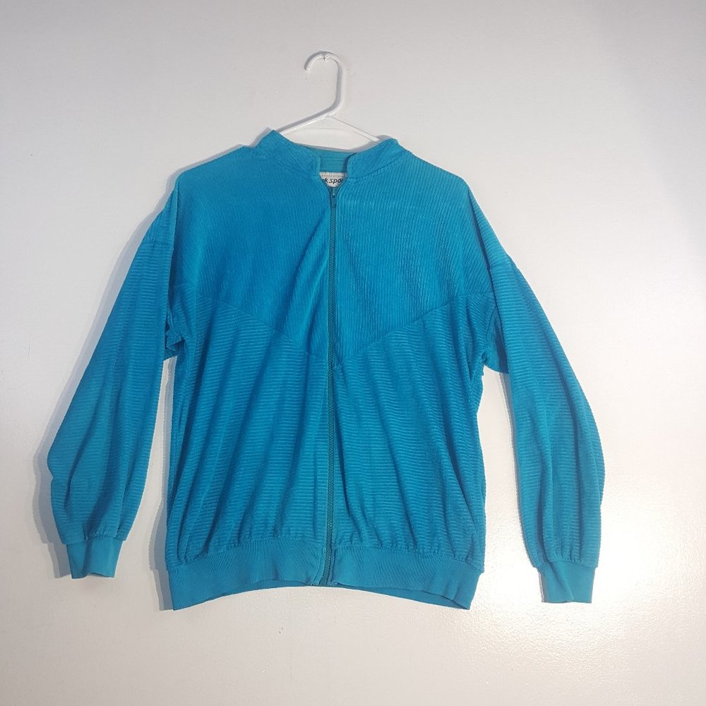 Retro 90's SK Sport Velour Zip Up Jacket Teal